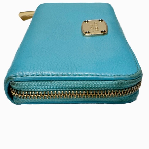 Michael Kors | Jet Set Leather Zip Around Continental Wallet- Turquoise - Picture 3 of 16